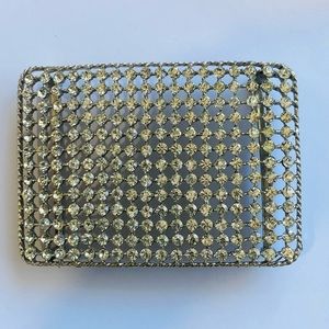 Rhinestone Belt Buckle on Silver Metal Frame
